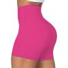 image:imageSunzel Crossover Biker Shorts for Women No Front Seam V High Waist Yoga Workout Gym Shorts with Tummy ControlHot Pink