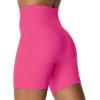 image:imageSunzel Crossover Biker Shorts for Women No Front Seam V High Waist Yoga Workout Gym Shorts with Tummy ControlHot Pink