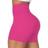 image:imageSunzel Crossover Biker Shorts for Women No Front Seam V High Waist Yoga Workout Gym Shorts with Tummy ControlHot Pink