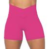 image:imageSunzel Crossover Biker Shorts for Women No Front Seam V High Waist Yoga Workout Gym Shorts with Tummy ControlHot Pink