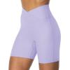 image:imageSunzel Crossover Biker Shorts for Women No Front Seam V High Waist Yoga Workout Gym Shorts with Tummy ControlLilac