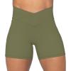 image:imageSunzel Crossover Biker Shorts for Women No Front Seam V High Waist Yoga Workout Gym Shorts with Tummy ControlOlive Green