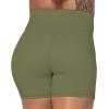 image:imageSunzel Crossover Biker Shorts for Women No Front Seam V High Waist Yoga Workout Gym Shorts with Tummy ControlOlive Green