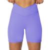 image:imageSunzel Crossover Biker Shorts for Women No Front Seam V High Waist Yoga Workout Gym Shorts with Tummy ControlPeriwinkle