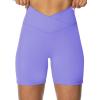 image:imageSunzel Crossover Biker Shorts for Women No Front Seam V High Waist Yoga Workout Gym Shorts with Tummy ControlPeriwinkle