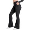 image:imageSunzel Flare Leggings for Women with Pockets Crossover Yoga Pants with Tummy Control High Waisted and Wide Leg Side PocketsBlack