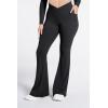 image:imageSunzel Flare Leggings for Women with Pockets Crossover Yoga Pants with Tummy Control High Waisted and Wide Leg Side PocketsBlack