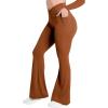 image:imageSunzel Flare Leggings for Women with Pockets Crossover Yoga Pants with Tummy Control High Waisted and Wide Leg Side PocketsCaramel Cafe