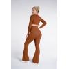 image:imageSunzel Flare Leggings for Women with Pockets Crossover Yoga Pants with Tummy Control High Waisted and Wide Leg Side PocketsCaramel Cafe
