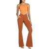 image:imageSunzel Flare Leggings for Women with Pockets Crossover Yoga Pants with Tummy Control High Waisted and Wide Leg Side PocketsCaramel Cafe