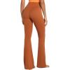 image:imageSunzel Flare Leggings for Women with Pockets Crossover Yoga Pants with Tummy Control High Waisted and Wide Leg Side PocketsCaramel Cafe