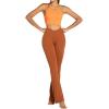 image:imageSunzel Flare Leggings for Women with Pockets Crossover Yoga Pants with Tummy Control High Waisted and Wide Leg Side PocketsCaramel Cafe