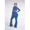 image:imageSunzel Flare Leggings for Women with Pockets Crossover Yoga Pants with Tummy Control High Waisted and Wide Leg Side PocketsClassic Blue