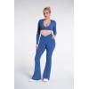 image:imageSunzel Flare Leggings for Women with Pockets Crossover Yoga Pants with Tummy Control High Waisted and Wide Leg Side PocketsClassic Blue
