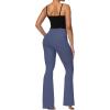 image:imageSunzel Flare Leggings for Women with Pockets Crossover Yoga Pants with Tummy Control High Waisted and Wide Leg Side PocketsDeep Sea Blue