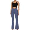 image:imageSunzel Flare Leggings for Women with Pockets Crossover Yoga Pants with Tummy Control High Waisted and Wide Leg Side PocketsDeep Sea Blue