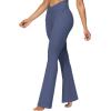 image:imageSunzel Flare Leggings for Women with Pockets Crossover Yoga Pants with Tummy Control High Waisted and Wide Leg Side PocketsDeep Sea Blue