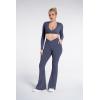 image:imageSunzel Flare Leggings for Women with Pockets Crossover Yoga Pants with Tummy Control High Waisted and Wide Leg Side PocketsDeep Sea Blue