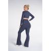 image:imageSunzel Flare Leggings for Women with Pockets Crossover Yoga Pants with Tummy Control High Waisted and Wide Leg Side PocketsDeep Sea Blue