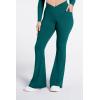 image:imageSunzel Flare Leggings for Women with Pockets Crossover Yoga Pants with Tummy Control High Waisted and Wide Leg Side PocketsForest Green