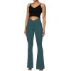 image:imageSunzel Flare Leggings for Women with Pockets Crossover Yoga Pants with Tummy Control High Waisted and Wide Leg Side PocketsForest Green