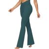 image:imageSunzel Flare Leggings for Women with Pockets Crossover Yoga Pants with Tummy Control High Waisted and Wide Leg Side PocketsForest Green