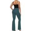 image:imageSunzel Flare Leggings for Women with Pockets Crossover Yoga Pants with Tummy Control High Waisted and Wide Leg Side PocketsForest Green