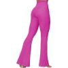 image:imageSunzel Flare Leggings for Women with Pockets Crossover Yoga Pants with Tummy Control High Waisted and Wide Leg Side PocketsHot Pink