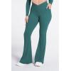 image:imageSunzel Flare Leggings for Women with Pockets Crossover Yoga Pants with Tummy Control High Waisted and Wide Leg Side PocketsJasper Green