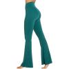 image:imageSunzel Flare Leggings for Women with Pockets Crossover Yoga Pants with Tummy Control High Waisted and Wide Leg Side PocketsJasper Green