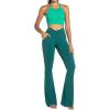image:imageSunzel Flare Leggings for Women with Pockets Crossover Yoga Pants with Tummy Control High Waisted and Wide Leg Side PocketsJasper Green