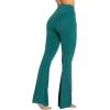 image:imageSunzel Flare Leggings for Women with Pockets Crossover Yoga Pants with Tummy Control High Waisted and Wide Leg Side PocketsJasper Green