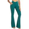 image:imageSunzel Flare Leggings for Women with Pockets Crossover Yoga Pants with Tummy Control High Waisted and Wide Leg Side PocketsJasper Green