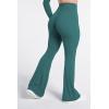 image:imageSunzel Flare Leggings for Women with Pockets Crossover Yoga Pants with Tummy Control High Waisted and Wide Leg Side PocketsJasper Green