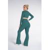 image:imageSunzel Flare Leggings for Women with Pockets Crossover Yoga Pants with Tummy Control High Waisted and Wide Leg Side PocketsJasper Green