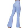 image:imageSunzel Flare Leggings for Women with Pockets Crossover Yoga Pants with Tummy Control High Waisted and Wide Leg Side PocketsLight Blue