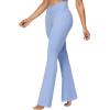 image:imageSunzel Flare Leggings for Women with Pockets Crossover Yoga Pants with Tummy Control High Waisted and Wide Leg Side PocketsLight Blue