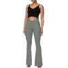 image:imageSunzel Flare Leggings for Women with Pockets Crossover Yoga Pants with Tummy Control High Waisted and Wide Leg Side PocketsLight Grey
