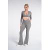 image:imageSunzel Flare Leggings for Women with Pockets Crossover Yoga Pants with Tummy Control High Waisted and Wide Leg Side PocketsLight Grey