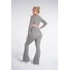 image:imageSunzel Flare Leggings for Women with Pockets Crossover Yoga Pants with Tummy Control High Waisted and Wide Leg Side PocketsLight Grey