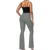 image:imageSunzel Flare Leggings for Women with Pockets Crossover Yoga Pants with Tummy Control High Waisted and Wide Leg Side PocketsLight Grey