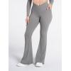 image:imageSunzel Flare Leggings for Women with Pockets Crossover Yoga Pants with Tummy Control High Waisted and Wide Leg Side PocketsLight Grey