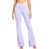 image:imageSunzel Flare Leggings for Women with Pockets Crossover Yoga Pants with Tummy Control High Waisted and Wide Leg Side PocketsLilac