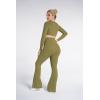 image:imageSunzel Flare Leggings for Women with Pockets Crossover Yoga Pants with Tummy Control High Waisted and Wide Leg Side PocketsOlive Green