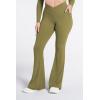 image:imageSunzel Flare Leggings for Women with Pockets Crossover Yoga Pants with Tummy Control High Waisted and Wide Leg Side PocketsOlive Green