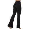 image:imageSunzel Flare Leggings for Women with Pockets Crossover Yoga Pants with Tummy Control High Waisted and Wide Leg Side PocketsOnyx
