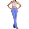 image:imageSunzel Flare Leggings for Women with Pockets Crossover Yoga Pants with Tummy Control High Waisted and Wide Leg Side PocketsPeriwinkle