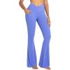 image:imageSunzel Flare Leggings for Women with Pockets Crossover Yoga Pants with Tummy Control High Waisted and Wide Leg Side PocketsPeriwinkle