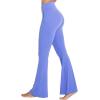 image:imageSunzel Flare Leggings for Women with Pockets Crossover Yoga Pants with Tummy Control High Waisted and Wide Leg Side PocketsPeriwinkle
