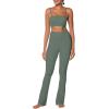 image:imageSunzel High Waist Mini Flared Leggings for Women Tummy Control Casual Flare Yoga Pants for Yoga Workout GymAsh Green